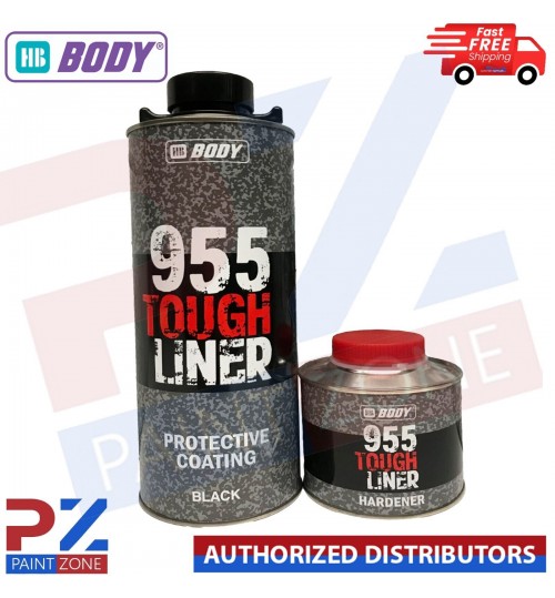 HB BODY 955 TOUGH BED LINER COATING 1 BOTTLE KIT - WITH HARDENER (BLACK)